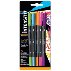 Caneta Hidrográfica Intensity Dual Tip 5 Cores Vivas 971021 BIC