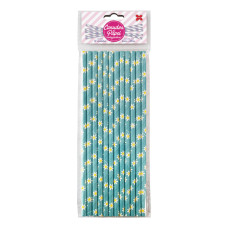 Canudo de Papel Azul Florzinhas 6mmx20cm 4351 com 12 Unidades Make+