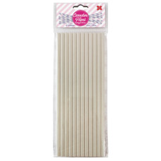 Canudo de Papel Listrado Branco 6mmx20cm 4328 com 12 Unidades Make+