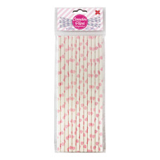 Canudo de Papel Corações Rosa Claro 6mmx20cm 4363 com 12 Unidades Make+