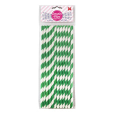 Canudo de Papel Listrado Verde 6mmx20cm 4316 com 12 Unidades Make+