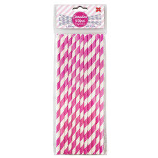 Canudo de Papel Listrado Pink 6mmx20cm 4313 com 12 Unidades Make+