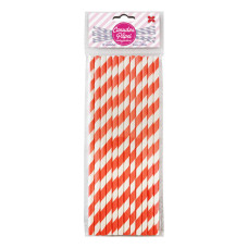 Canudo de Papel Vermelho 6mmx20cm 4314 com 12 Unidades Make+