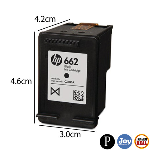 Cartucho HP 662 Preto Original 2 ml (CZ103AB) para HP DeskJet 1516 2516 2546  3516 3546 4646 Canoas RS