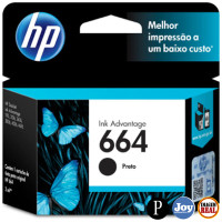 Cartucho HP 664 Preto Original 2 ml (F6V29AB) para HP Deskjet 2136 2676 3636 3776 4676