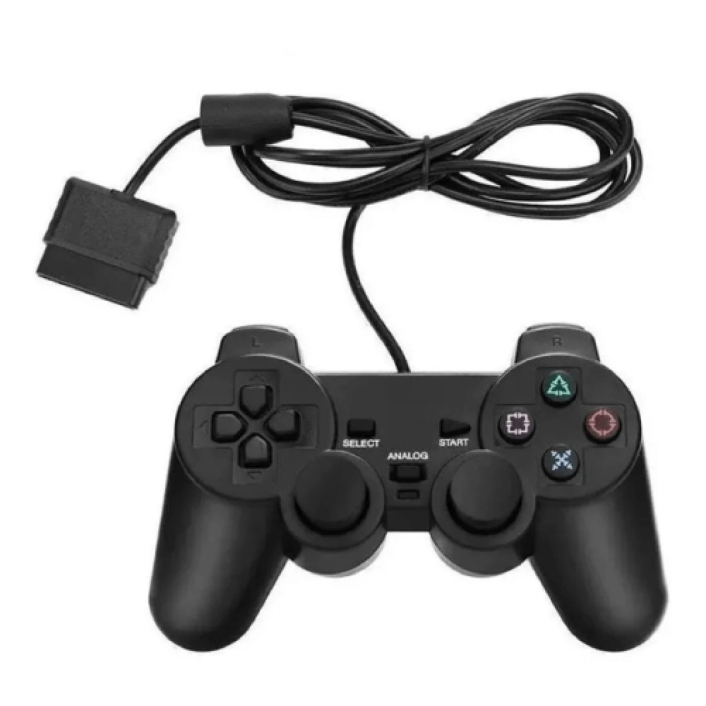 Controle sem fio para playstation 2, joystick dupla vibração