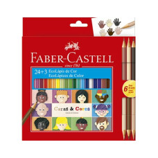 Lapis de Cor Ecolapis 24 Cores +3 Caras e Cores 120124CC Faber Castell