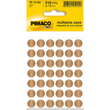 Etiqueta Adesiva Ø 12mm Ouro TP-12 5 Folhas Pimaco