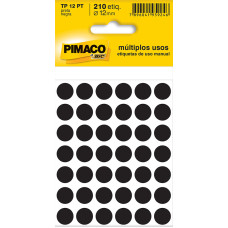 Etiqueta Adesiva Ø 12mm Preto TP-12 5 Folhas Pimaco