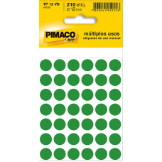 Etiqueta Adesiva Ø 12mm Verde TP-12 5 Folhas Pimaco