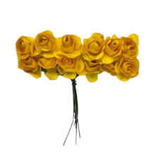 Mini Flor de Papel Amarelo com 18 unidades