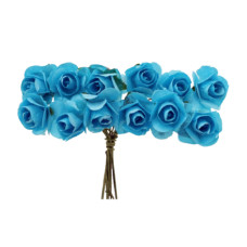 Mini Flor de Papel Azul Claro com 36 unidades