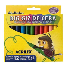 Giz de Cera 12 Cores Big Jumbo 09111 Acrilex