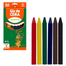 Giz de Cera 6 Cores Fino 8x88mm LEOELEO