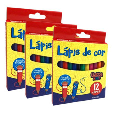 Lápis de Cor 12 Cores Curto Gatte Kit 12 unidades