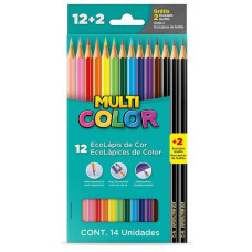 Lápis de Cor 12 Cores Ecolápis Multicolor + 2 lápis 11.1200N+2G Faber Castell 