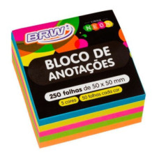 Bloco Post it 50x50mm Colorido BA5050 250fls BRW