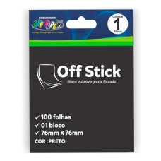 Bloco de anotações adesivo Off Stick de 76x76mm 100 FLS Preto