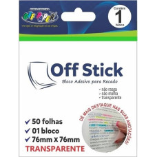 Bloco de anotações adesivo Off Stick de 76x76mm 50 FLS Transparente