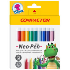 Caneta Hidrográfica 12 Cores Neo Pen Mirim 77000 Compactor