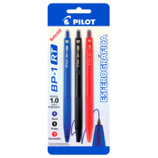 Caneta Esferográfica BP-1 1.0mm Azul Preta e Vermelho Pilot