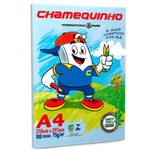 Papel A4 75g Azul 100 Folhas Chamequinho