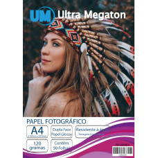 Papel Fotográfico Glossy Dupla Face A4 120G 50 Folhas Ultra Megaton 