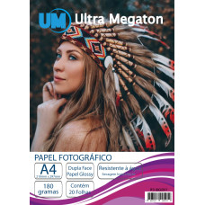 Papel Fotográfico Glossy Dupla Face A4 180G 20 Folhas Ultra Megaton 2006