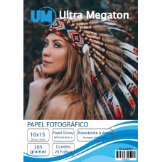 Papel Fotográfico Glossy 10cmx15cm 265G 20 Folhas Ultra Megaton