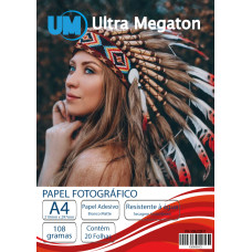 Papel Fotográfico Matte Adesivo A4 108G 20 Folhas Ultra Megaton