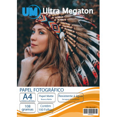 Papel Fotográfico Matte Fosco A4 108G 100 Folhas Ultra Megaton