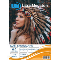 Papel Fotográfico Matte Fosco A4 170g 100 Folhas Ultra Megaton