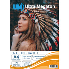 Papel Fotográfico Matte Fosco A4 170g 100 Folhas Ultra Megaton