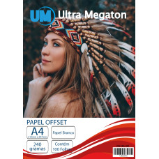 Papel Offset A4 240G Branco 100 Folhas Ultra Megaton