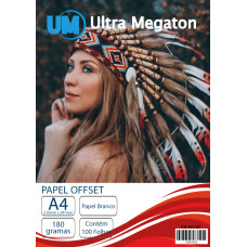 Papel Offset A4 180G Branco 100 Folhas Ultra Megaton