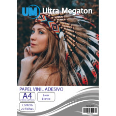 Papel Vinil Adesivo Branco Laser A4 20 Folhas Ultra Megaton