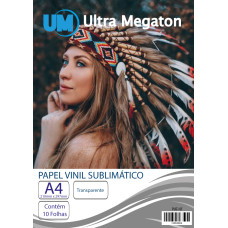Papel Vinil Sublimatico Transparente A4 10 Folhas Ultra Megaton