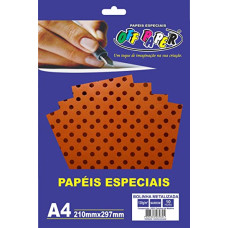 Papel Bolinha Metalizado Marrom A4 120g 10 Folhas Off Paper