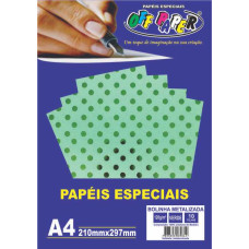 Papel Bolinha Metalizado Verde A4 120g 10 Folhas Off Paper