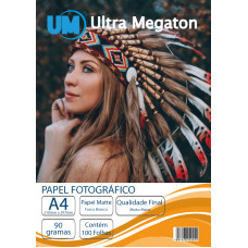 Papel Fotográfico Matte Fosco A4 90G 100 Folhas Ultra Megaton 2051