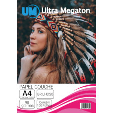 Papel Couche Brilho A4 90g 100 folhas Ultra Megaton