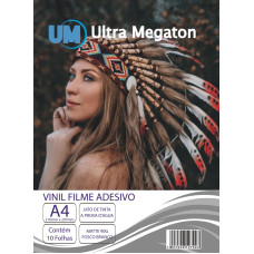 Papel Vinil Adesivo Branco Matte Fosco Jato de Tinta A4 10 Folhas Ultra Megaton