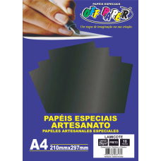 Papel Lamicote Preto A4 250g 10 Folhas Off Paper