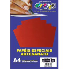 Papel Lamicote Vermelho A4 250g 10 Folhas Off Paper
