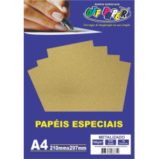 Papel Metalizado A4 150G Ouro Velho 15 Folhas Off Paper