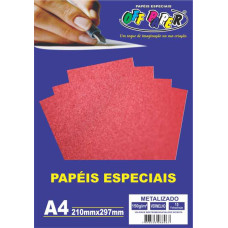 Papel Metalizado A4 150G Vermelho 15 Folhas Off Paper