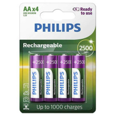 Pilha Recarregável AA 2500 mAh Com 4 R6B4RTU25/97 Philips