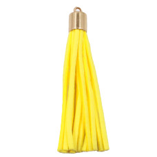 Tassel Pingente Franja De Camurça 6cm Amarelo Com 10 unidades