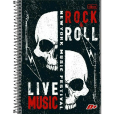Caderno 200 Folhas 10 Matérias Capa Dura Rock e Roll Tilibra