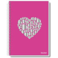 Caderno Espiral 1/4 80 Folhas Capa Dura AMO Pauta Branca
